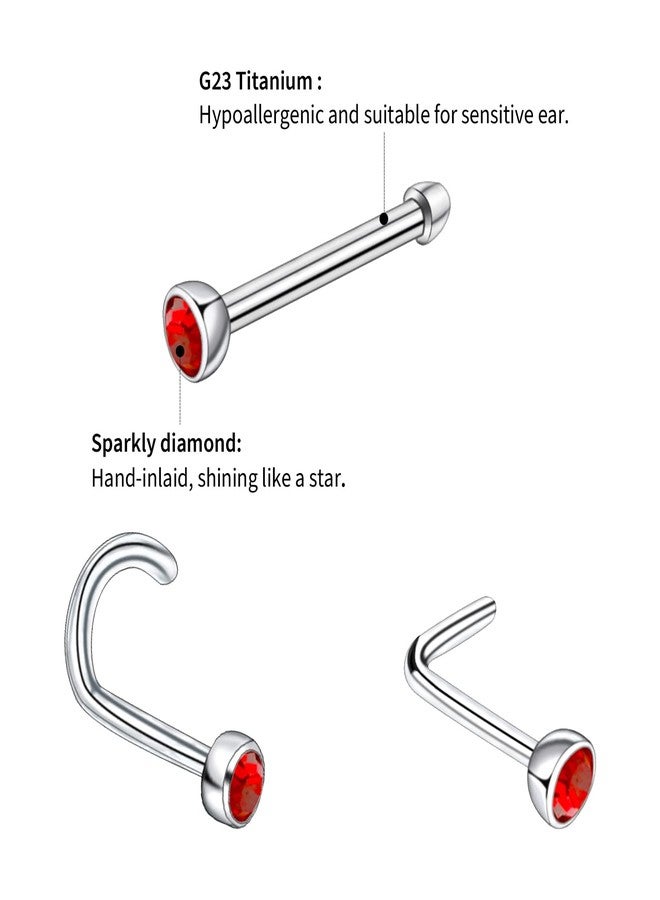 BLISI Nose Rings Titanium 18G Nose Piercings Screw for Women Nose Rings L-Shaped Nose Studs Set for Women Men Nostril Piercing Jewelry - Image 3